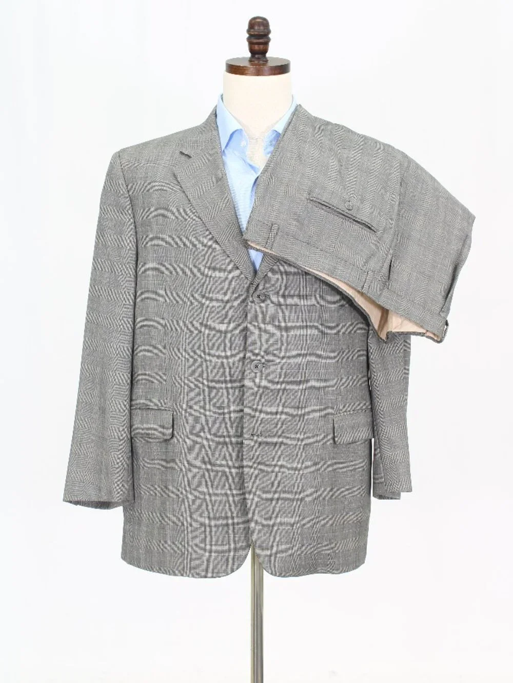Jack Victor 44R 38x28 Gray Full Suit 3-Button Check R927
